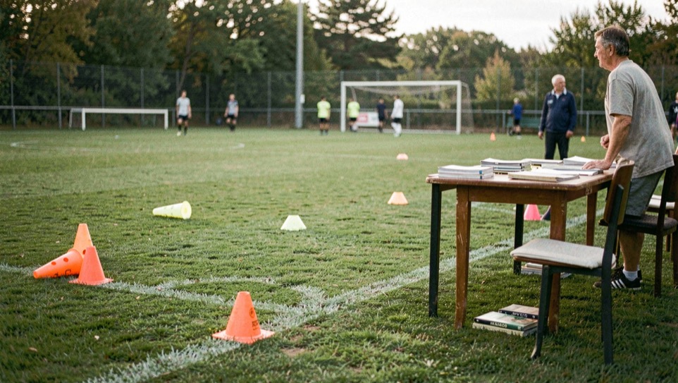 Pes v plném trysku po mokré louce za podvečerního světla, fotograf stojí nízko a snímá ho z boku s krátkým časem závěrky, v pozadí rozostřené stromy.